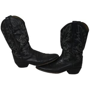 Dan Post Genuine Black Leather Womens 10.5 D Pointed Toe Western Cowboy Boots